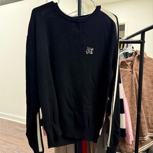 Palm Angels Black Sweater with White Stripes